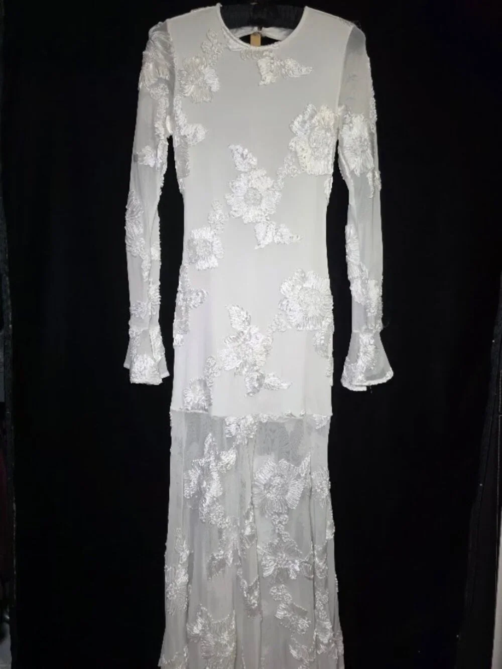 NWT Anewsta Floral Jacquard Partially Sheer Maxi Dress S